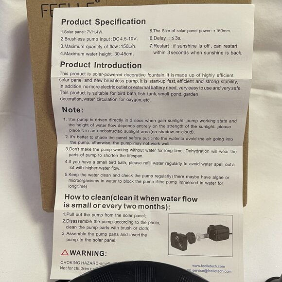 SOLAR POWERED FOUNTAIN PUMP Kit with Manual NEW and UNUSED 1104H - Picture 5 of 7